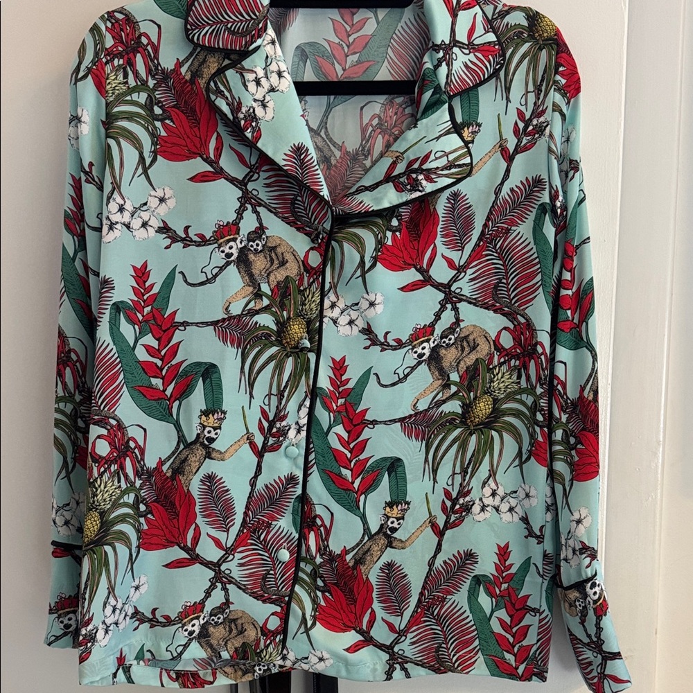 Tropical Print Button Down Shirt